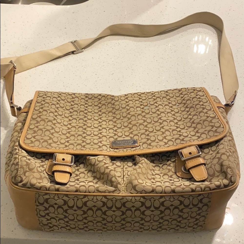 Coach Tan and Beige Laptop Bag